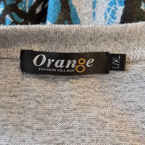 Orange Fashion Village 3X Trapeze Tunic Sweater Sharkbite Hem Night Forest Print - Picture 6 of 7